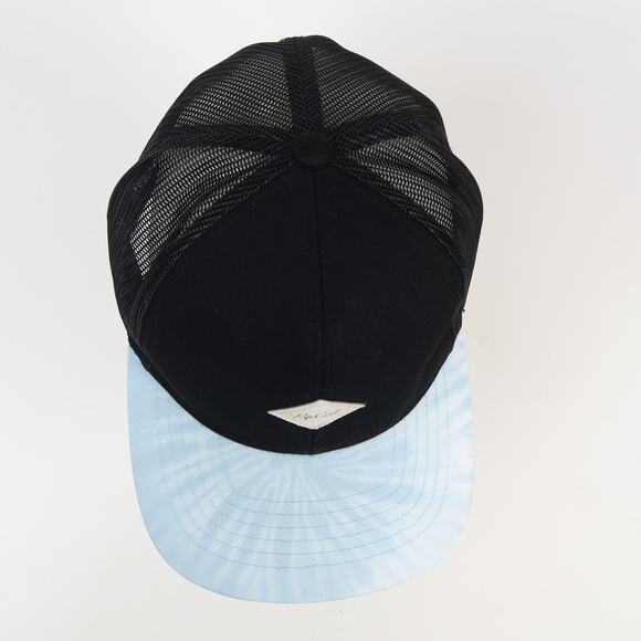 Rip Curl Logo Patch High Profile Mesh Snapback Surf Trucker Hat Black Blue Burst - Picture 3 of 9